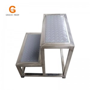 JTD001 Anti-skid rubber three support Stainless Steel Double Step Stool