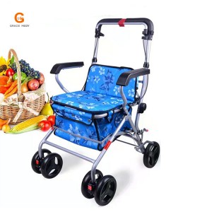 Disabled People Collapsible Coating Steel Shopping Trolley Cart Walker Rollator for The Elder