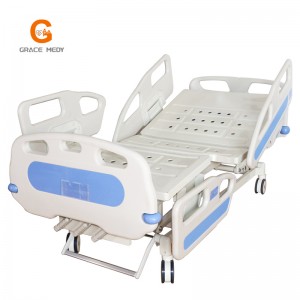 A02-5 ABS central brake medical bed 3 cranks manual ICU hospital bed