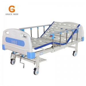 A09 hospital equipment Two function hospital bed  manual double hospital medical ICU nursing patient bed