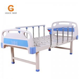 B01-3 ABS icu hospital flat bed with 5 bars guardrail