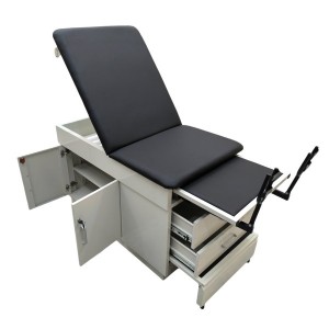Manual gynecological examination table with storage unit