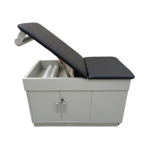 Manual gynecological examination table with storage unit