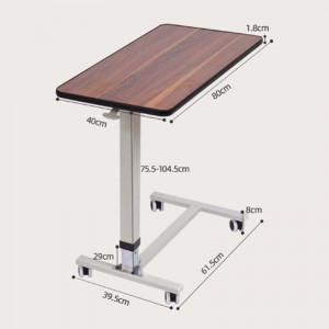 Movable hospital overbed table