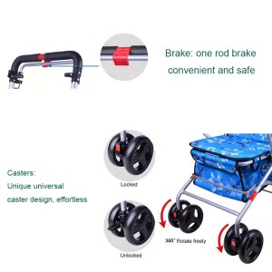 Disabled People Collapsible Coating Steel Shopping Trolley Cart Walker Rollator for The Elder